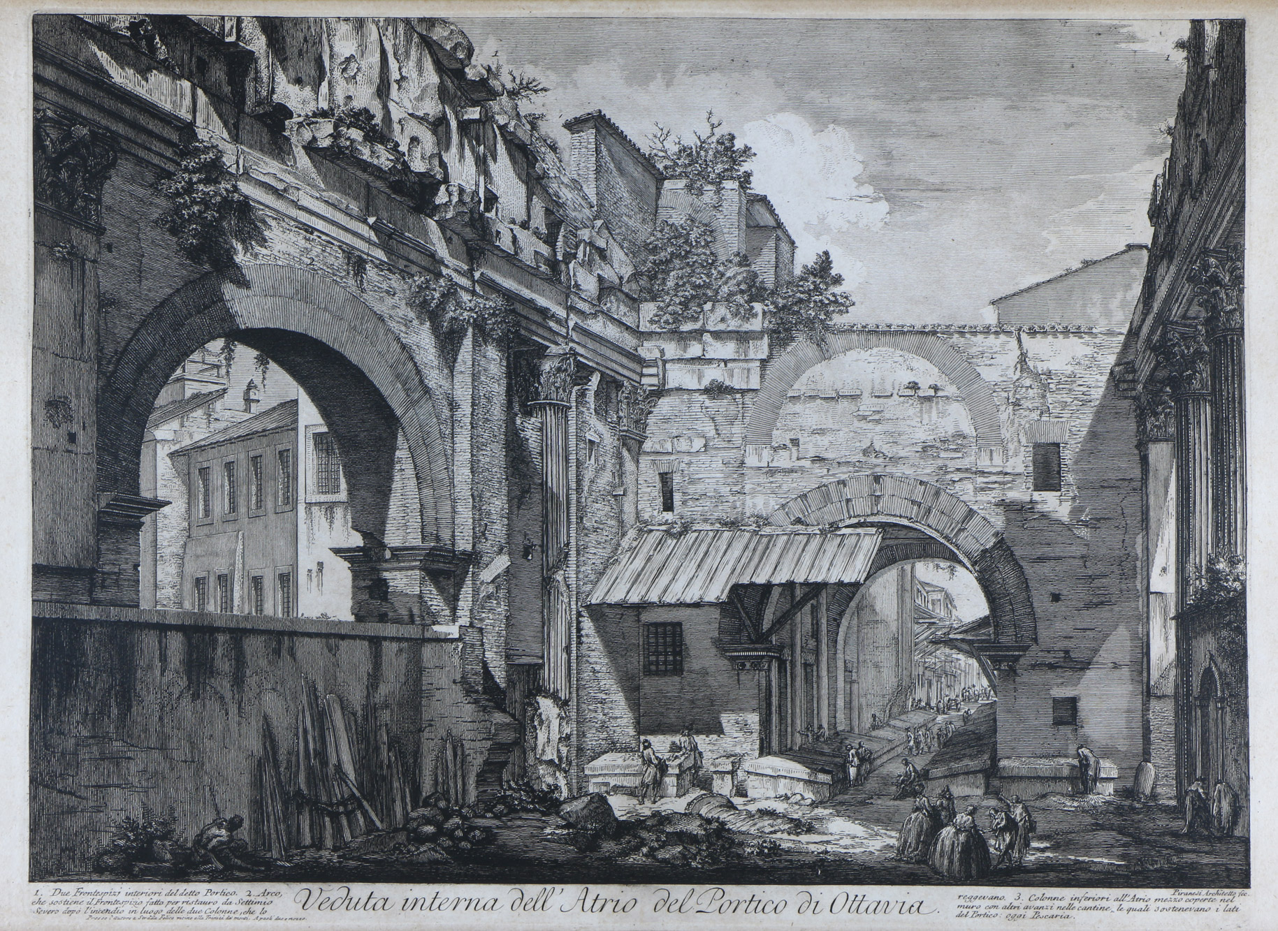 ANTIGUO GRABADO ITALIANO DE PIRANESI. ANTIGUO GRABADO ITALIANO DE PIRANESI.