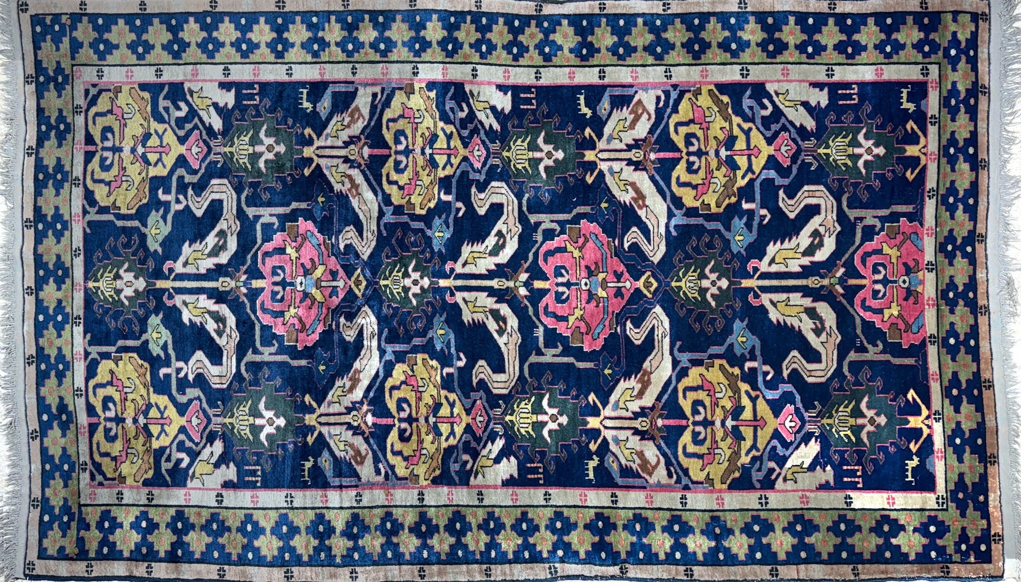  ANTIGUA ALFOMBRA AZERBAIYAN DE LANA TEJIDA A MANO.