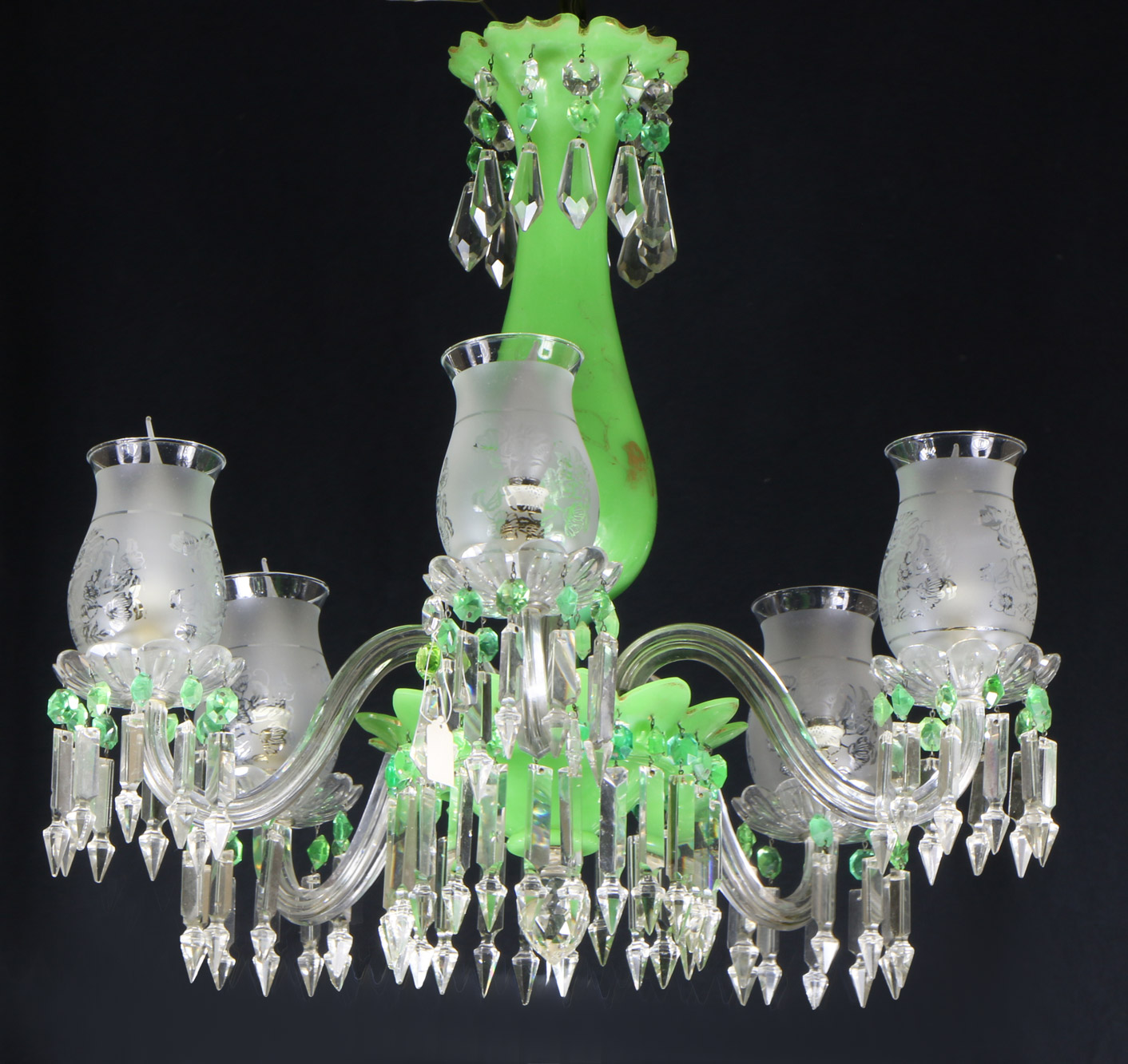  ANTIGUA ARAÑA INGLESA DE OPALINA VERDE. 