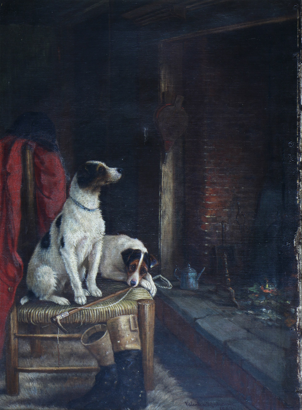 GARLAND, Valentine Thomas 'PERROS JUNTO A LA CHIMENEA' 