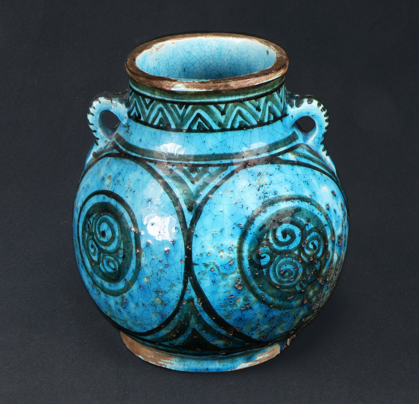  ANTIGUO VASO PERSA DE ALFARERIA ESMALTADA.