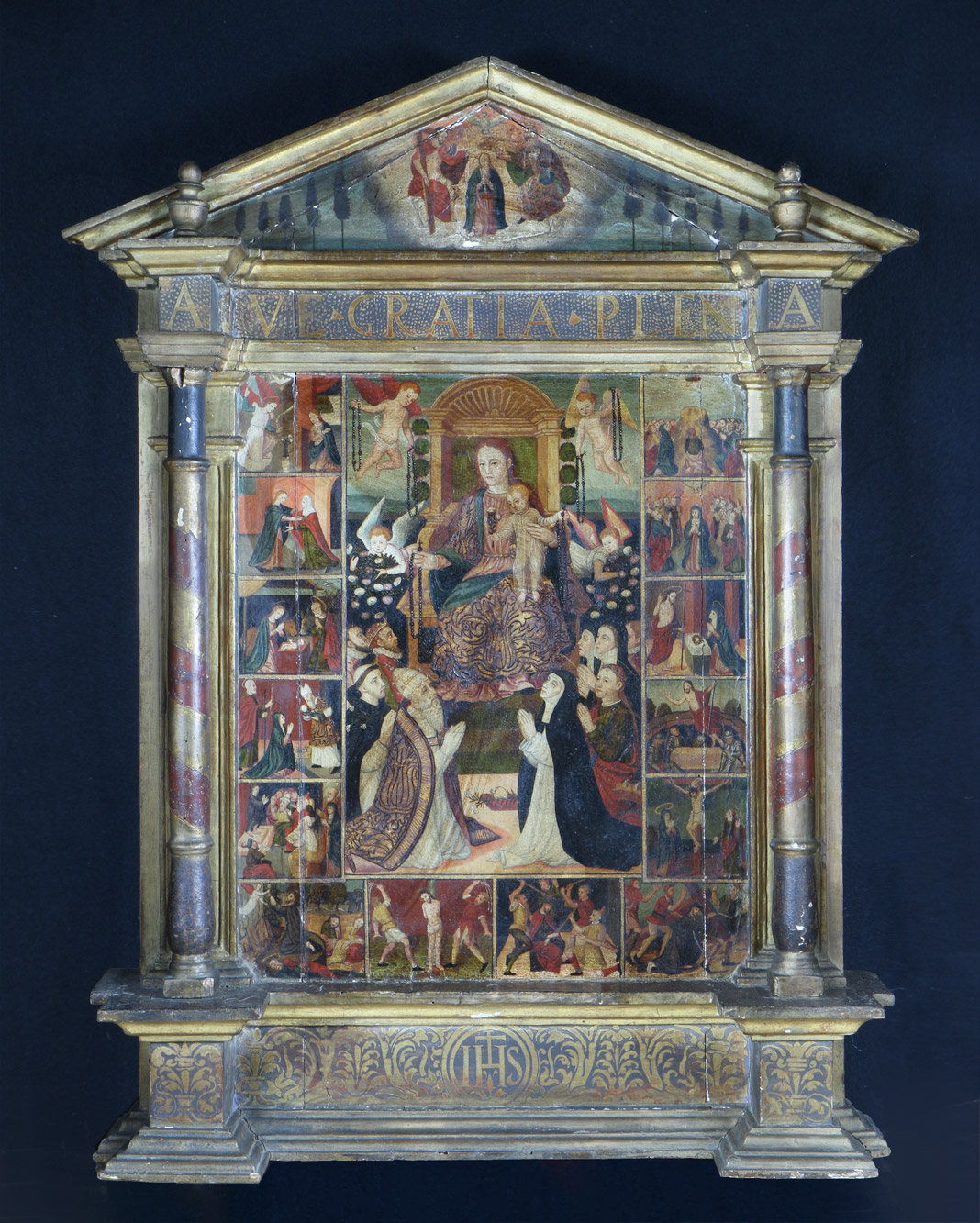 ANONIMO ANTIGUO RETABLO RELIGIOSO ESPAÑOL DEL SIGLO XVIII. 