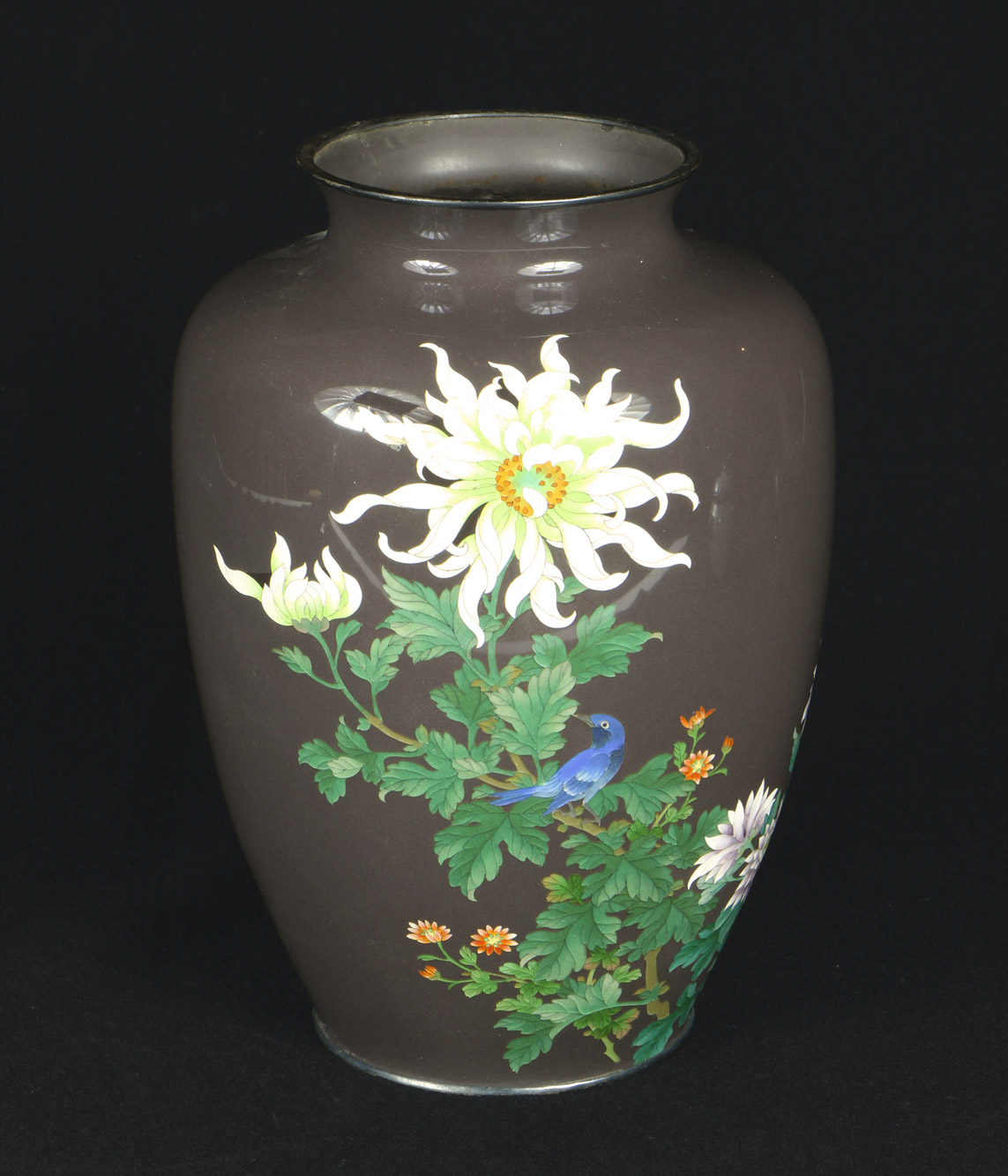  VASO ORIENTAL DE BRONCE Y ESMALTE. 