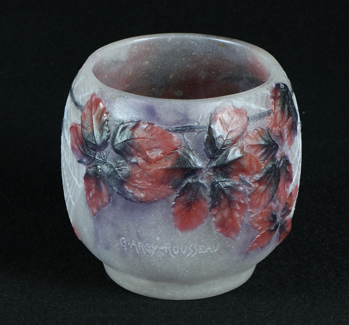 VASO FRANCES DE VIDRIO ARTISTICO FIRMADO ARGY-ROUSSEAU. VASO FRANCES DE VIDRIO ARTISTICO FIRMADO ARGY-ROUSSEAU.