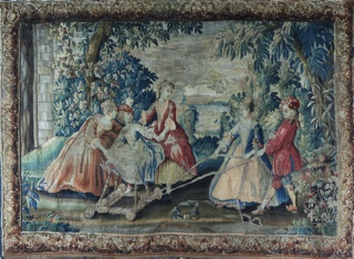 Lote 362: ANTIGUA TAPICERIA FRANCESA AUBUSSON DE LANA TEJIDA A MANO.  ANTIGUA TAPICERIA FRANCESA AUBUSSON DE LANA TEJIDA A MANO. 