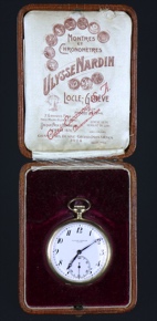 Lote 416: ANTIGUO RELOJ DE BOLSILLO SUIZO DE ORO MARCA ULYSSE NARDIN. ANTIGUO RELOJ DE BOLSILLO SUIZO DE ORO MARCA ULYSSE NARDIN.