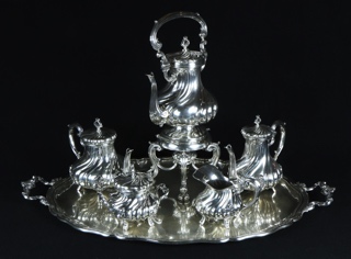 Lote 425: JUEGO DE PLATA 800 SELLADA PARA TE Y CAFE.  JUEGO DE PLATA 800 SELLADA PARA TE Y CAFE. 