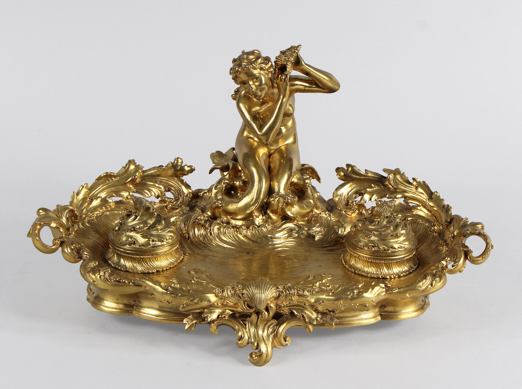 MENGIN, Paul Eugene TINTERO FRANCES ART NOUVEAU DE BRONCE DORADO. MENGIN, Paul Eugene TINTERO FRANCES ART NOUVEAU DE BRONCE DORADO.