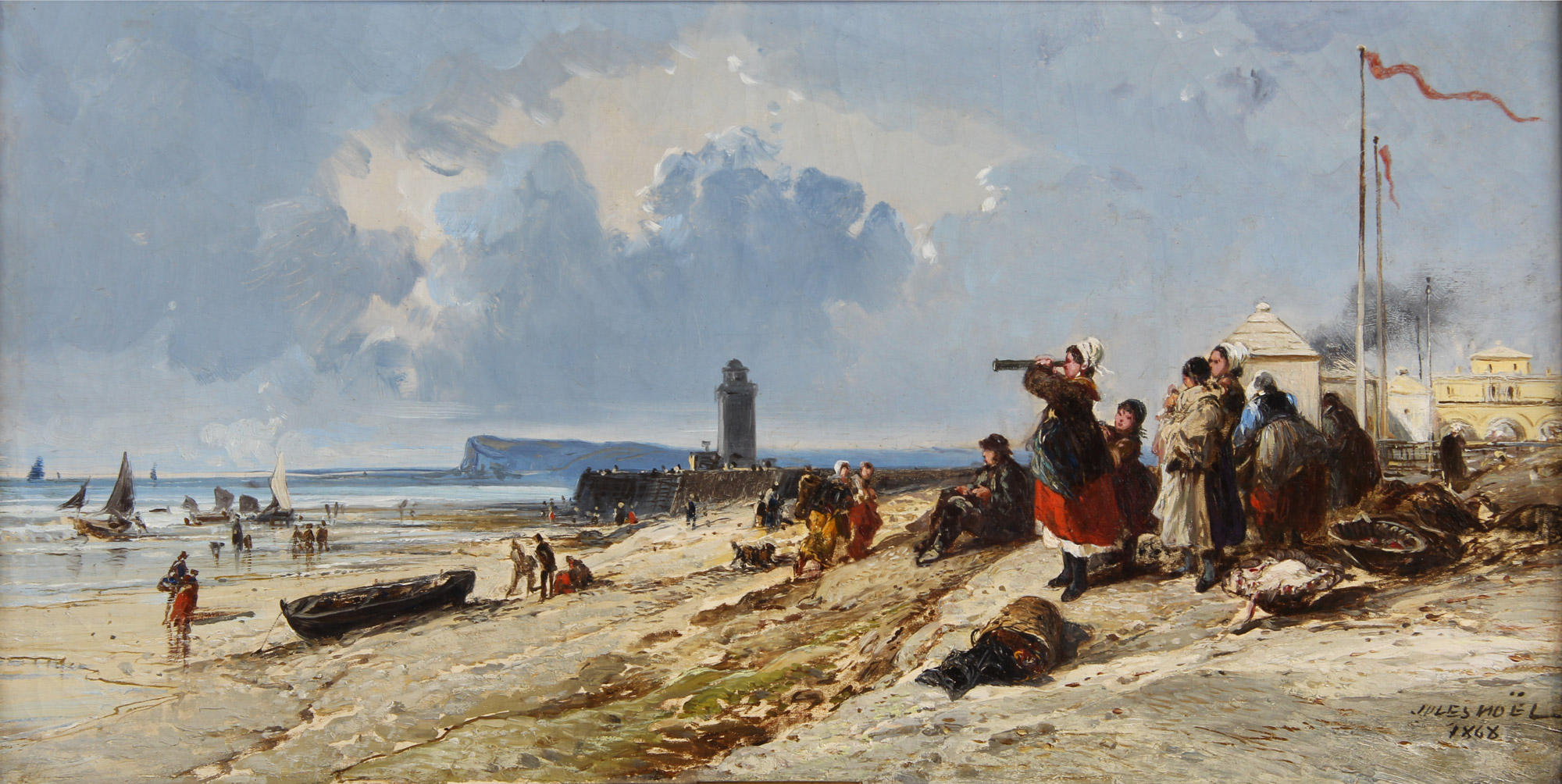 NOEL, Jules Achille 'SCENE DE PLAGE AU TREPORT'- 