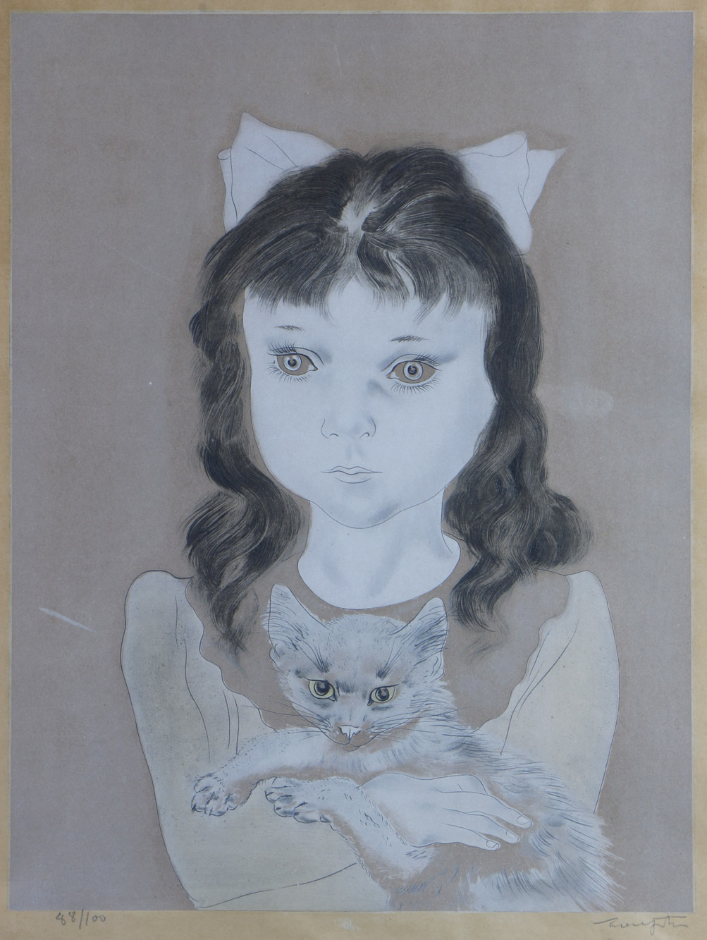 FOUJITA, Tsuguharu 'NIÑA CON GATO' 