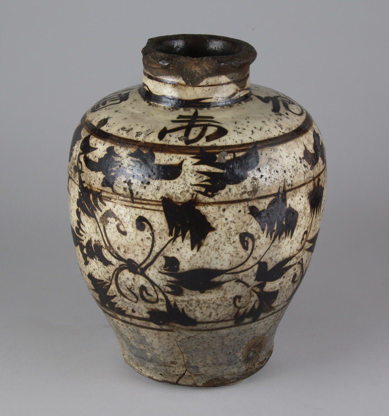  ANTIGUO VASO CHINO DE ALFARERIA  ESMALTADA. 