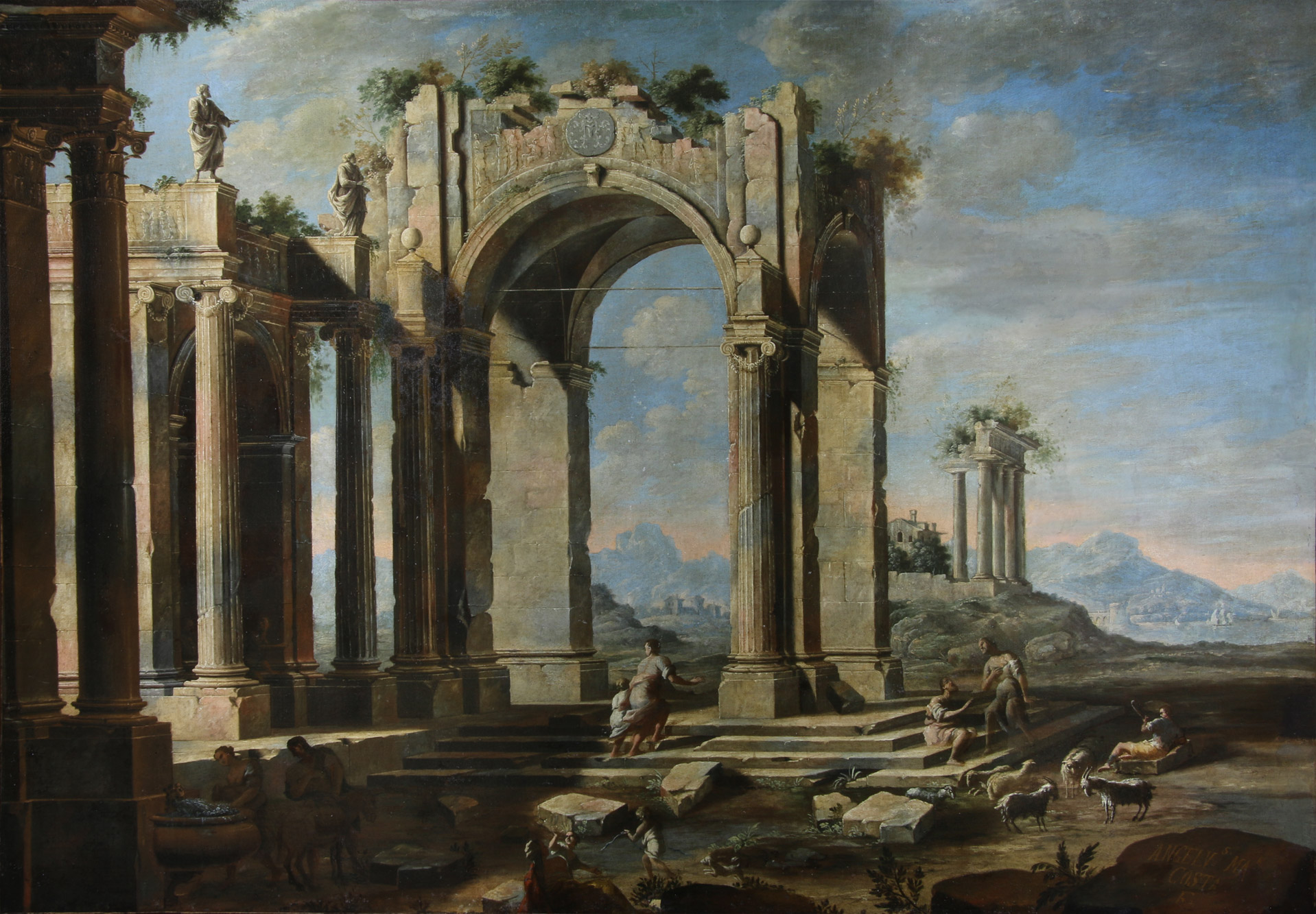 COSTA, Angelo Maria: 'CAPRICCIO ARCHITETTONICO CON FIGURE'