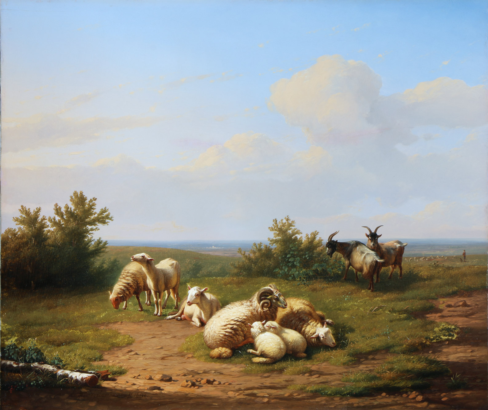 VERBOECKHOVEN. Eugène Joseph 'OVEJAS Y CABRITOS EN UN PAISAJE' 