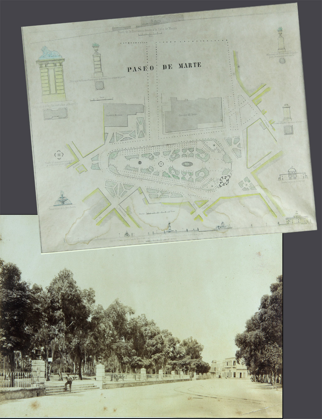 LITOGRAFIA Y DOS ANTIGUAS FOTOGRAFIAS DE LA PLAZA SAN MARTIN LITOGRAFIA Y DOS ANTIGUAS FOTOGRAFIAS DE LA PLAZA SAN MARTIN