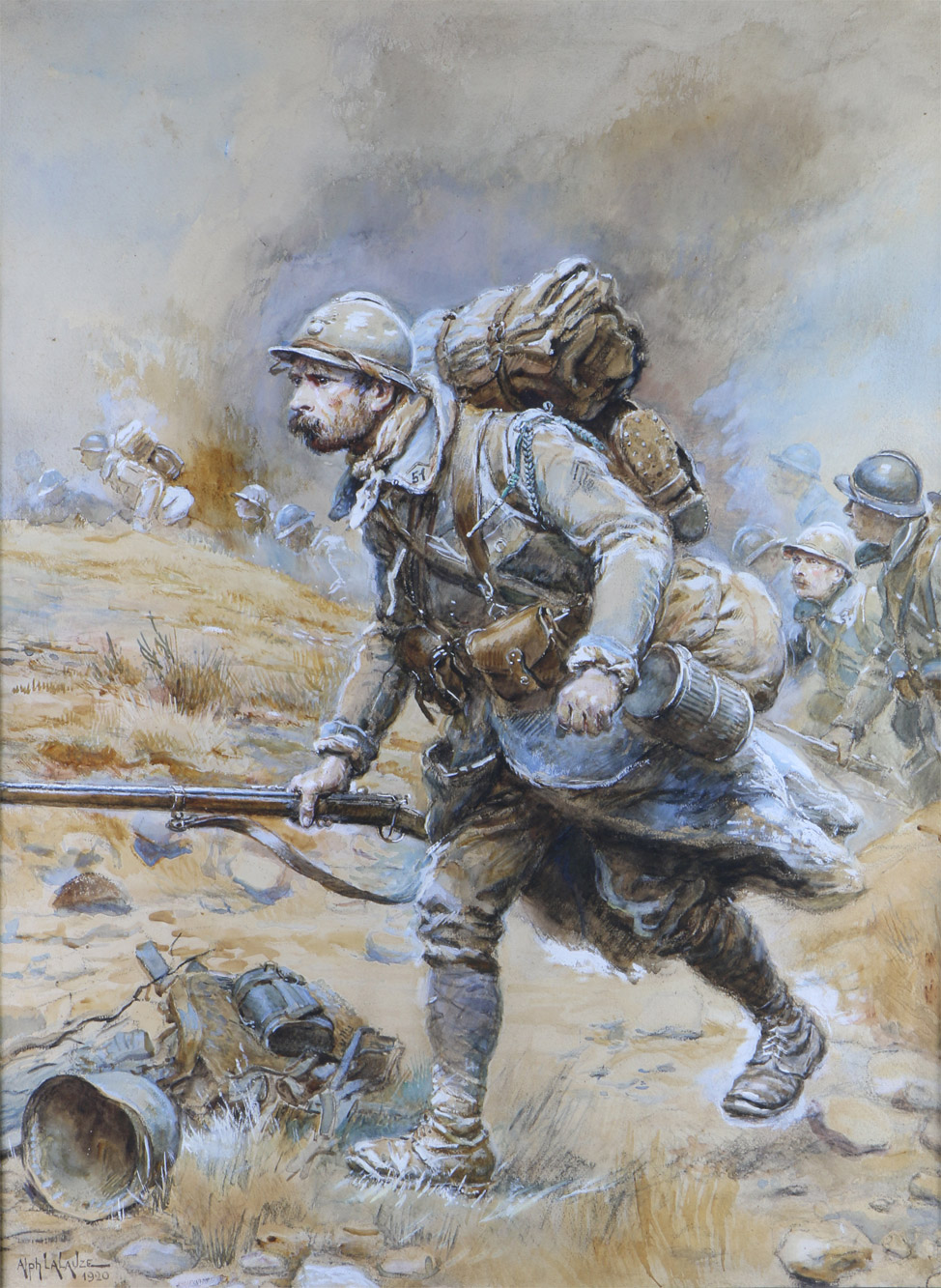 LALAUZE, Alphonse 'AVANZANDO EN EL CAMPO DE BATALLA' 