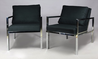 Lote 424: PAR DE SILLONES DE DISEÑO AL ESTILO DE MILO BAUGHMAN. PAR DE SILLONES DE DISEÑO AL ESTILO DE MILO BAUGHMAN.
