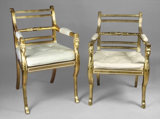 Lote 273: PAR DE SILLONES DE ESTILO FRANCES IMPERIO. PAR DE SILLONES DE ESTILO FRANCES IMPERIO.