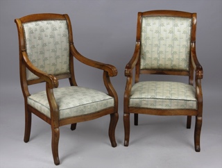 Lote 287: PAR DE ANTIGUOS SILLONES DE EPOCA CHARLES X. PAR DE ANTIGUOS SILLONES DE EPOCA CHARLES X.
