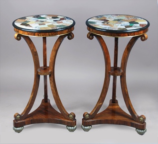 Lote 291: PAR DE ANTIGUAS MESAS CIRCULARES INGLESAS EPOCA WILLIAM IV. PAR DE ANTIGUAS MESAS CIRCULARES INGLESAS EPOCA WILLIAM IV.