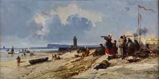 Lote 3: NOEL, Jules Achille 'SCENE DE PLAGE AU TREPORT'- 