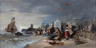 Lote 4: NOEL, Jules Achille 'VENDEUR DE POISSON SUR LA PLAGE DE TREPORT'