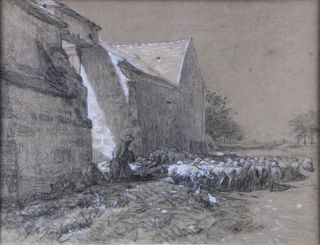 Lote 92: JACQUE, Charles Emile 'PASTOR CON OVEJAS' 