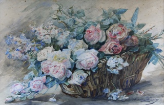 Lote 68: LEMAIRE, Madeleine Jeanne 'CANASTA CON FLORES' 