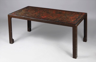 Lote 225: ANTIGUA MESA BAJA RECTANGULAR DE LACA CHINA.  ANTIGUA MESA BAJA RECTANGULAR DE LACA CHINA. 