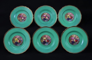 Lote 890: DOCE PLATOS DE PORCELANA INGLESA COPELAND PARA FRUTA.  DOCE PLATOS DE PORCELANA INGLESA COPELAND PARA FRUTA. 