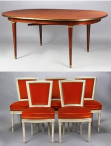 Lote 388: JUEGO DE COMEDOR DE ESTILO FRANCES LUIS XVI. JUEGO DE COMEDOR DE ESTILO FRANCES LUIS XVI.