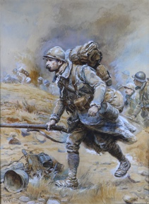 Lote 83: LALAUZE, Alphonse 'AVANZANDO EN EL CAMPO DE BATALLA' 