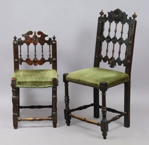 Lote 373: DOS ANTIGUAS SILLAS ESPAÑOLAS DE ESTILO BARROCO. DOS ANTIGUAS SILLAS ESPAÑOLAS DE ESTILO BARROCO.