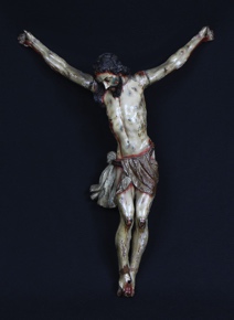 Lote 840: ANTIGUO CRISTO COLONIAL AMERICANO DE MADERA ESTUCADA. ANTIGUO CRISTO COLONIAL AMERICANO DE MADERA ESTUCADA.