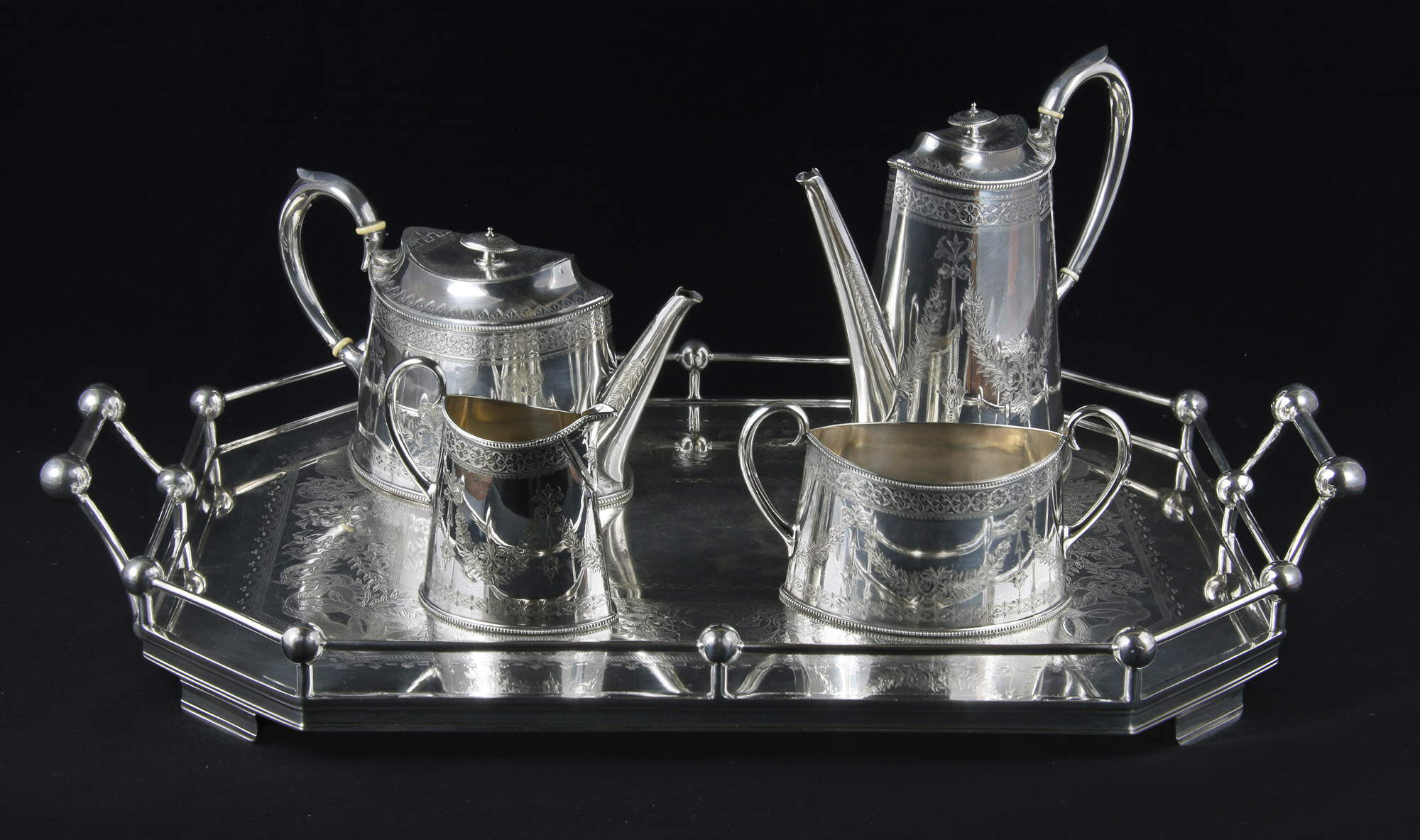  JUEGO VICTORIANO DE METAL INGLES PARA TE Y CAFE.