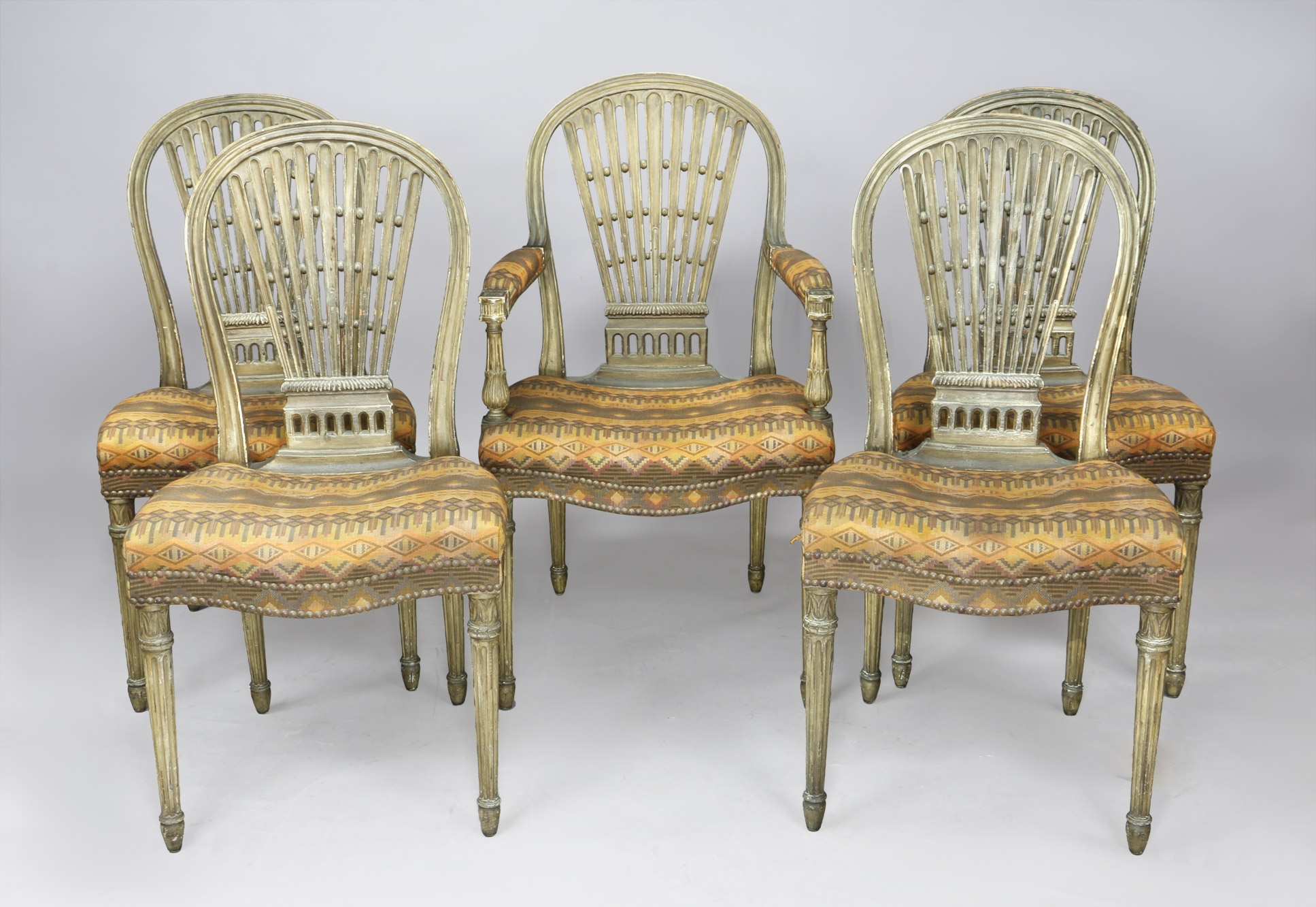  SET DE SILLAS FRANCESAS ESTILO LUIS XVI DE LA CASA JANSEN. 