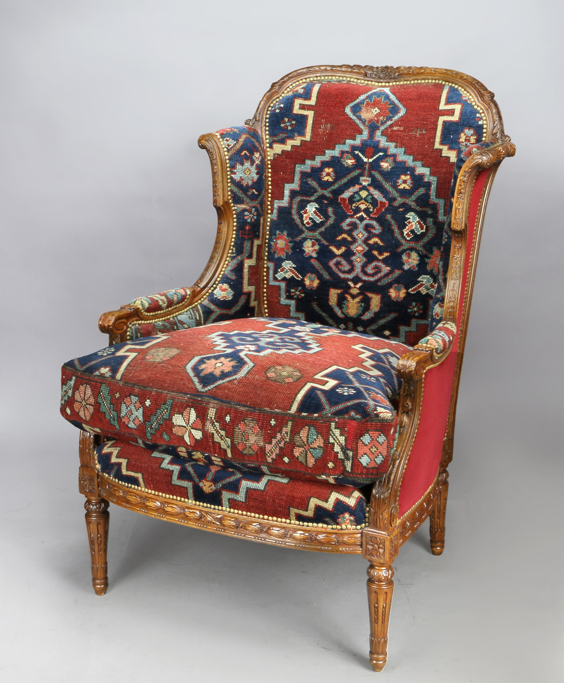  ANTIGUO SILLON BERGERE FRANCES DE ESTILO LUIS XVI. 