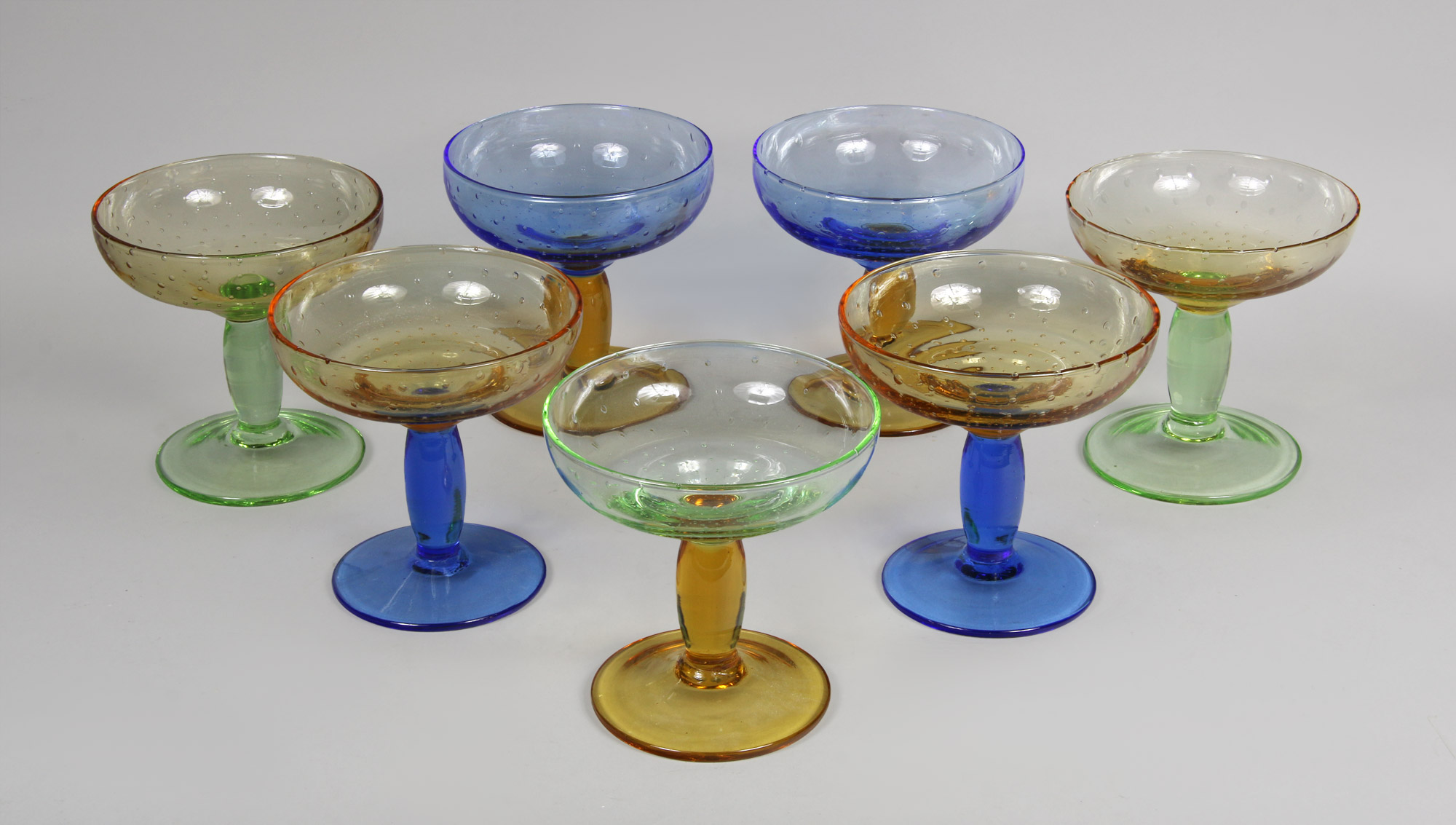  OCHO COPONES DE VIDRIO VENECIANO DE MURANO. 
