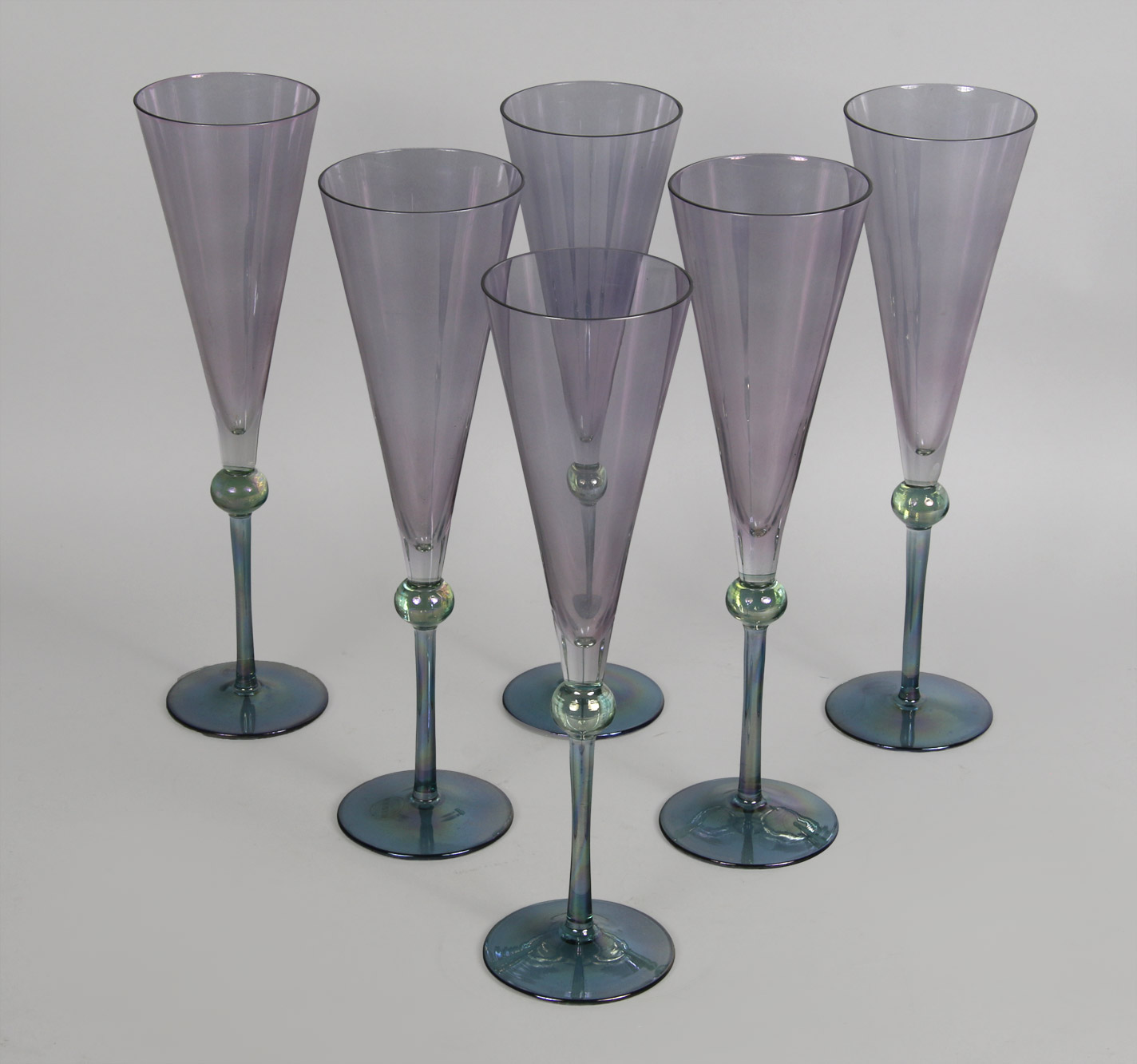 DOCE COPAS DE VIDRIO DE MURANO PARA CHAMPAGNE. DOCE COPAS DE VIDRIO DE MURANO PARA CHAMPAGNE.