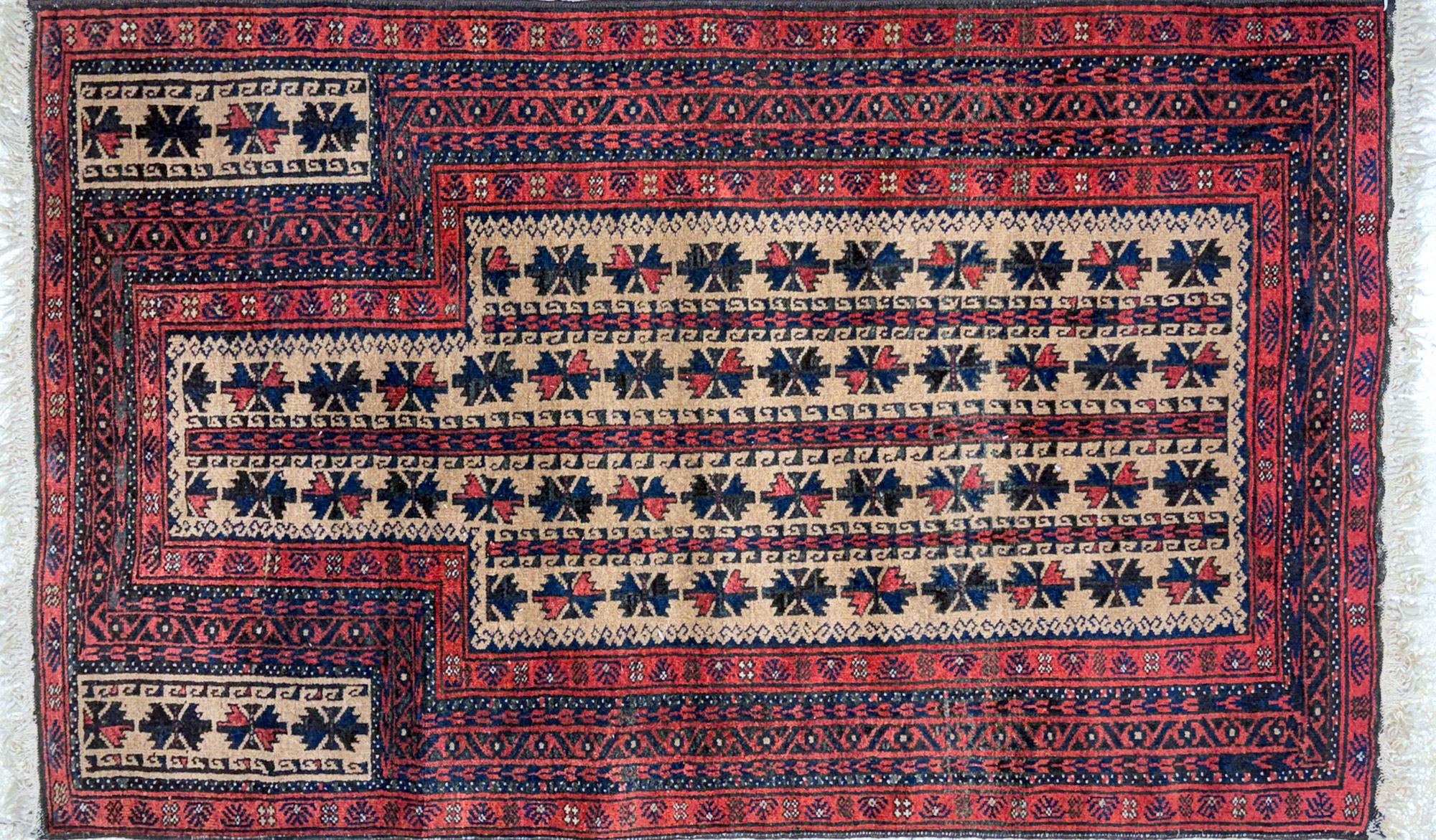  ALFOMBRA DE ORACION DE LANA TEJIDA A MANO. 