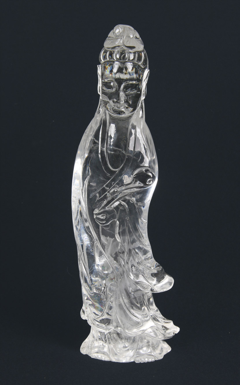  GRAN FIGURA CHINA DE CRISTAL DE ROCA ESCULPIDO. 