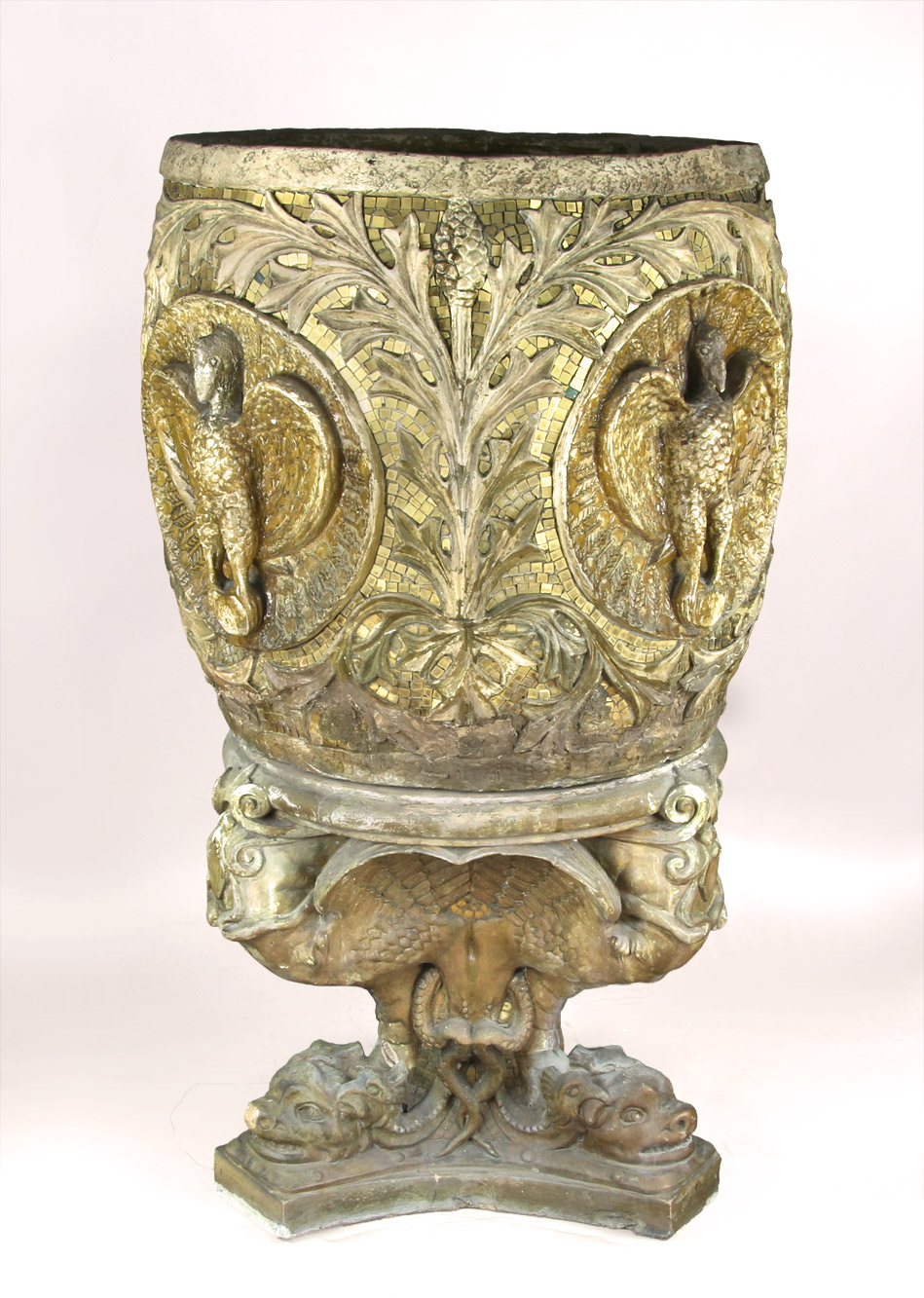  GRAN MACETERO ITALIANO DE CERAMICA MANUFACTURA DE SIENA.  