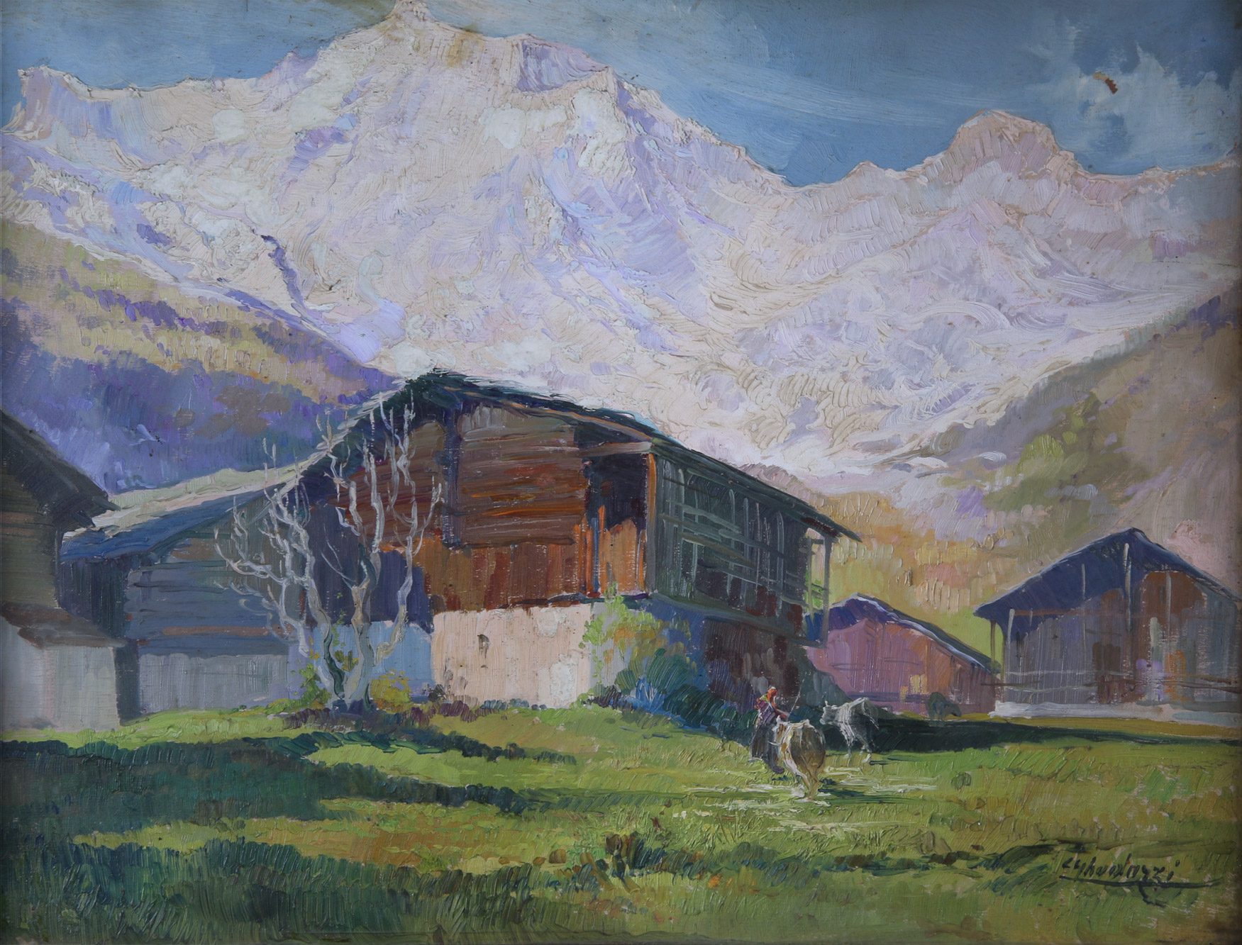 GHEDUZZI, Cesare 'PAISAJE NEVADO CON CASAS' GHEDUZZI, Cesare 'PAISAJE NEVADO CON CASAS'