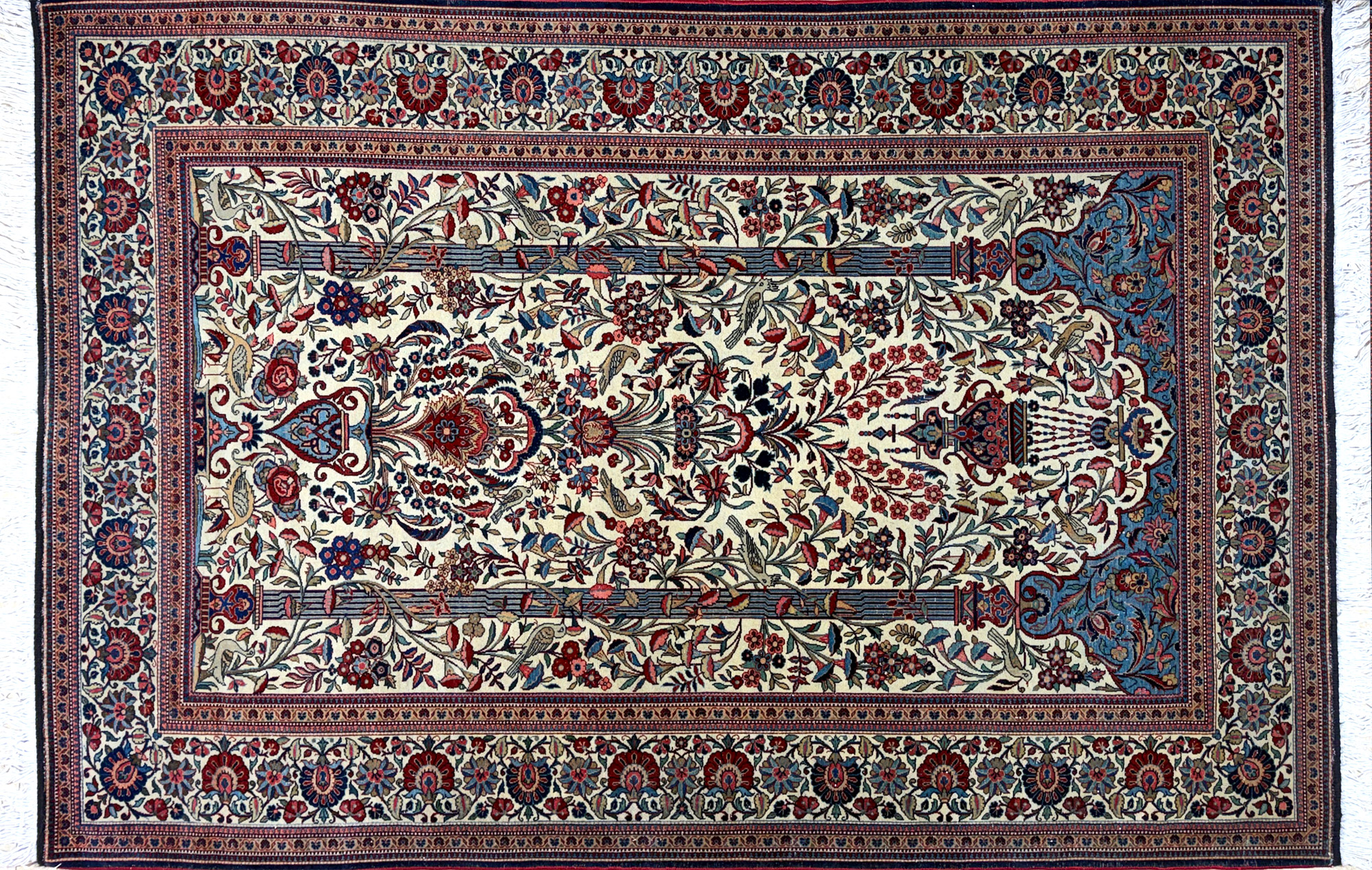  ALFOMBRA PERSA ISFAHAN DE ORACION EN LANA TEJIDA A MANO. 