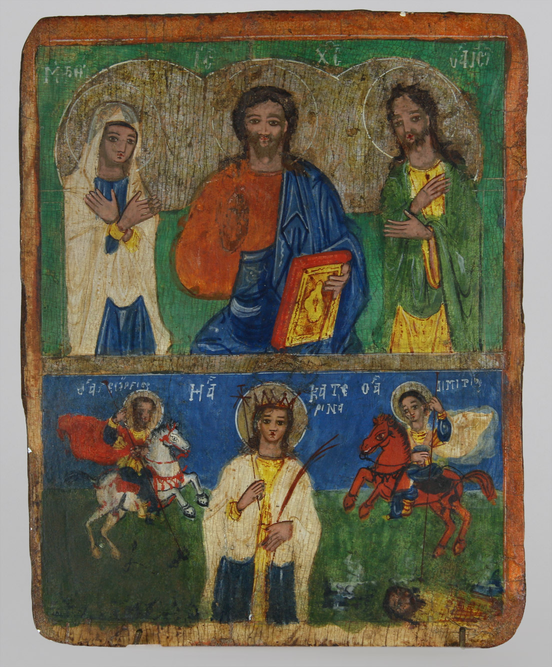 ANTIGUO ICONO RELIGIOSO RUSO EN MADERA PINTADA. ANTIGUO ICONO RELIGIOSO RUSO EN MADERA PINTADA.