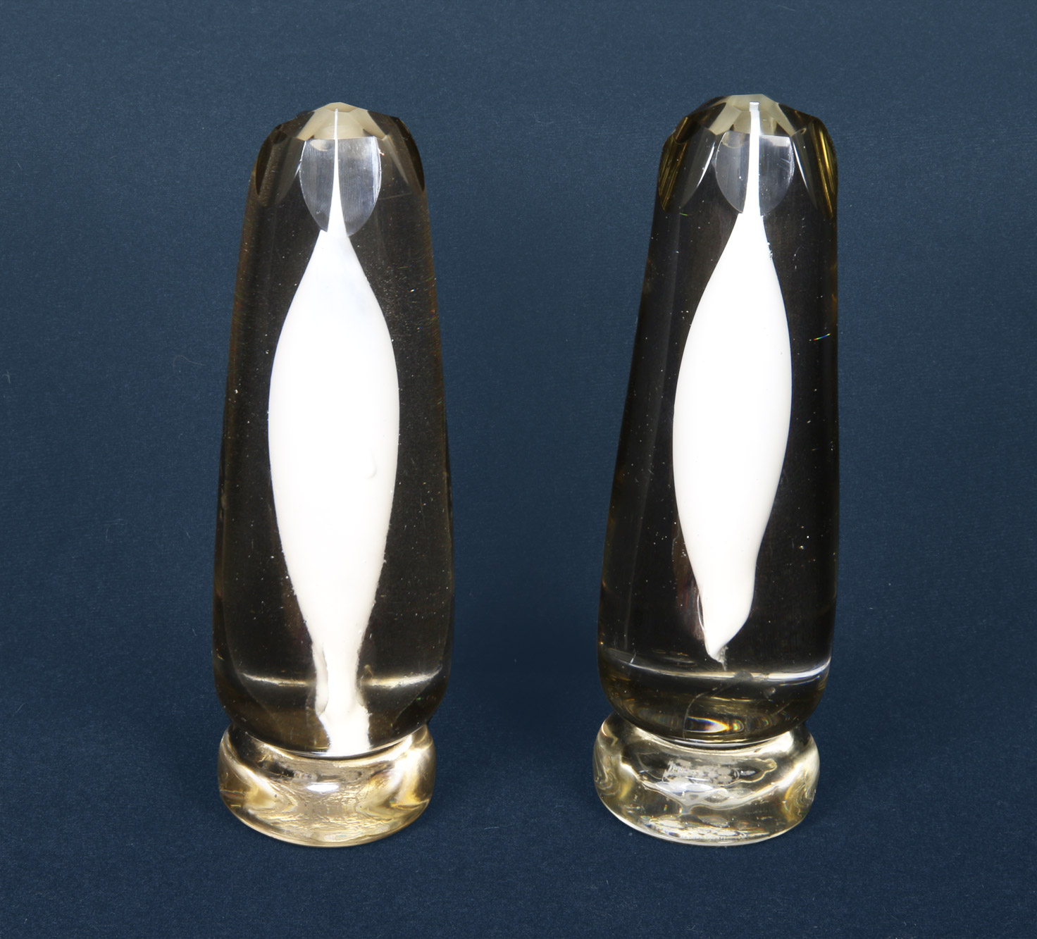  PAR DE SULFUROS 'ORQUIDEA' DE VIDRIO FINLANDES.