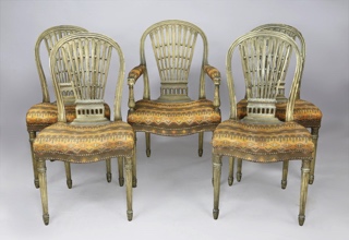 Lote 223: SET DE SILLAS FRANCESAS ESTILO LUIS XVI DE LA CASA JANSEN.  SET DE SILLAS FRANCESAS ESTILO LUIS XVI DE LA CASA JANSEN. 