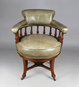 Lote 275: ANTIGUO SILLON INGLES GIRATORIO PARA ESCRITORIO.  ANTIGUO SILLON INGLES GIRATORIO PARA ESCRITORIO. 