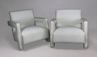 Lote 244: PAR DE SILLONES MODELO UTRECHT DISEÑO DE GERRIT RIETVELD.  PAR DE SILLONES MODELO UTRECHT DISEÑO DE GERRIT RIETVELD. 