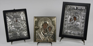 Lotes 716, 715 y 714: 
																		ICONO RELIGIOSO BIZANTINO DE MADERA CON FRENTE SELLADO 950.
																		ICONO RELIGIOSO DE MADERA CON FRENTE SELLADO 925.
																		ICONO RELIGIOSO BIZANTINO DE MADERA CON FRENTE SELLADO 950.