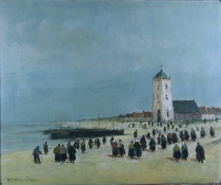 Lote 131: WITJENS STEPHAN, Jacques 'PUEBLO COSTERO CON PERSONAJES' 